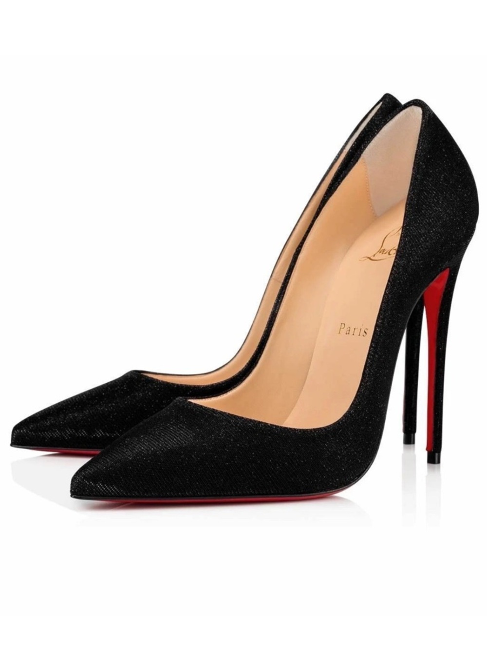 Christian Louboutin So Kate 120 Glitter Tennis Black Pointed Toe Heel Pump 42